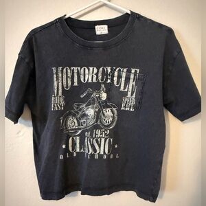 Vintage Motorcycle Graphic Crop Top - Black